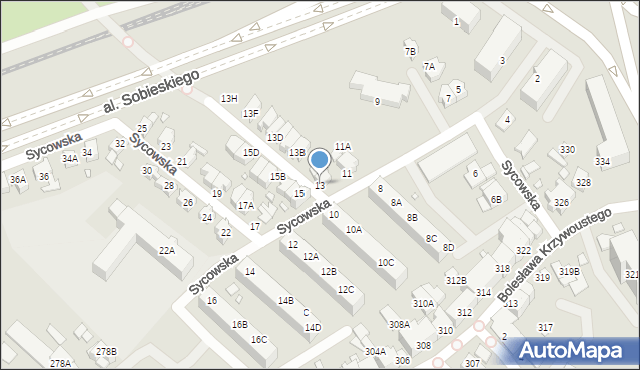 Wrocław, Sycowska, 13, mapa Wrocławia