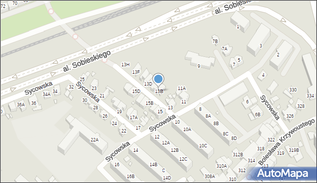 Wrocław, Sycowska, 13B, mapa Wrocławia