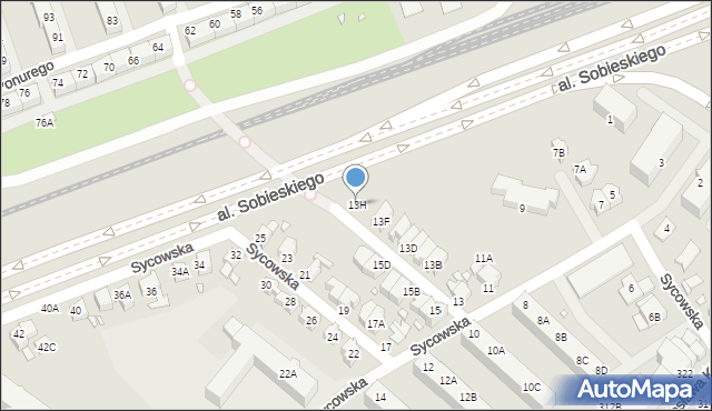 Wrocław, Sycowska, 13H, mapa Wrocławia