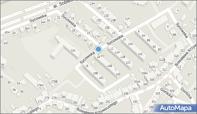 Wrocław, Sycowska, 14, mapa Wrocławia