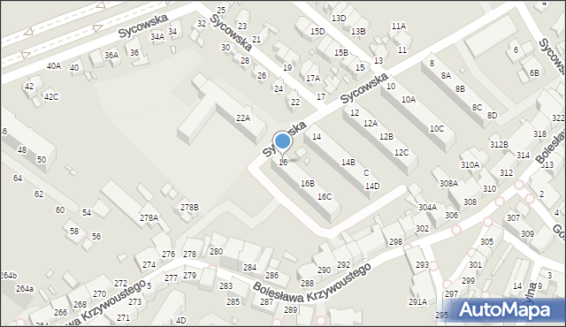 Wrocław, Sycowska, 16, mapa Wrocławia