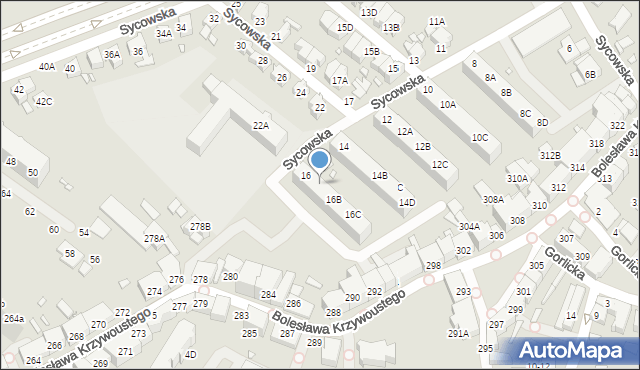 Wrocław, Sycowska, 16A, mapa Wrocławia