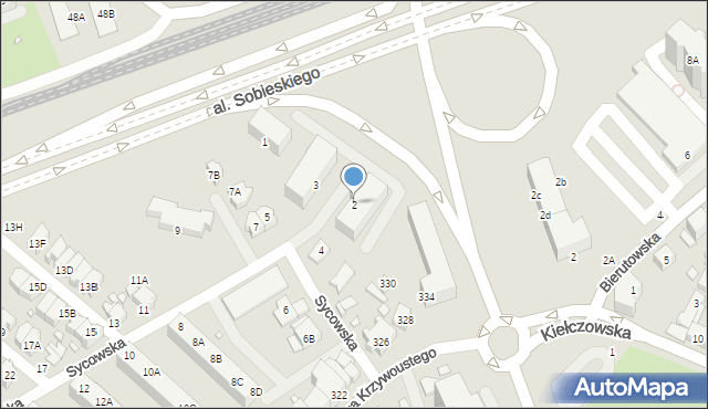 Wrocław, Sycowska, 2, mapa Wrocławia