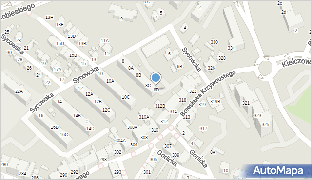 Wrocław, Sycowska, 8D, mapa Wrocławia