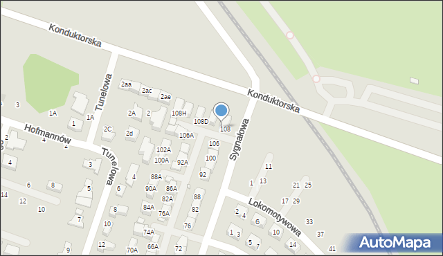 Wrocław, Sygnałowa, 108A, mapa Wrocławia
