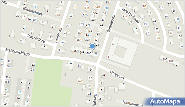 Wrocław, Sygnałowa, 26A, mapa Wrocławia