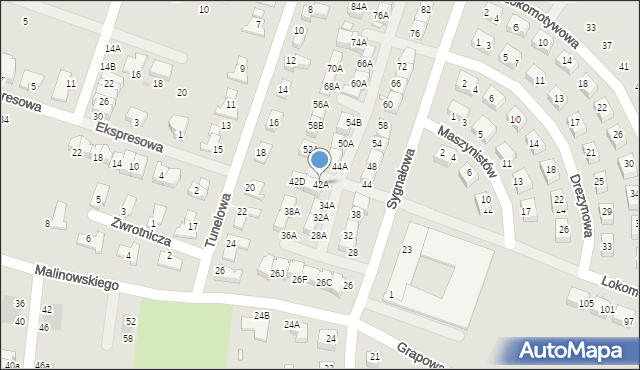 Wrocław, Sygnałowa, 42A, mapa Wrocławia