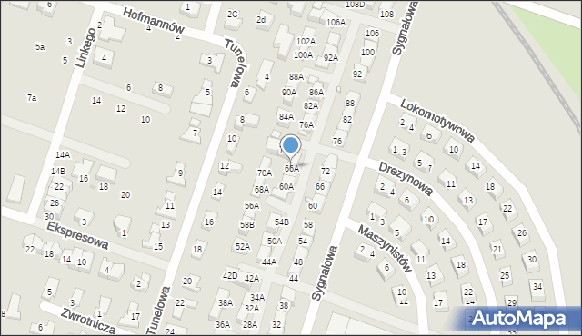 Wrocław, Sygnałowa, 66A, mapa Wrocławia