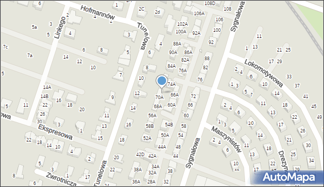 Wrocław, Sygnałowa, 70B, mapa Wrocławia