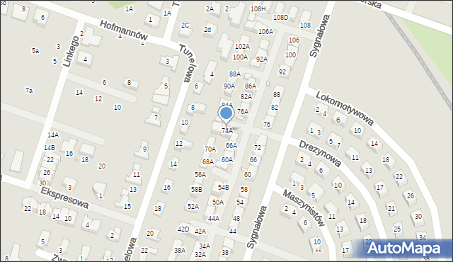 Wrocław, Sygnałowa, 74A, mapa Wrocławia