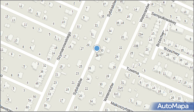 Zamość, Sybiraków, 28, mapa Zamościa