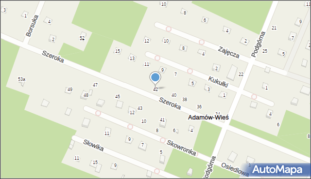 Adamów-Wieś, Szeroka, 42, mapa Adamów-Wieś