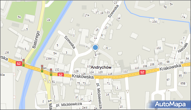 Andrychów, Szewska, 4, mapa Andrychów