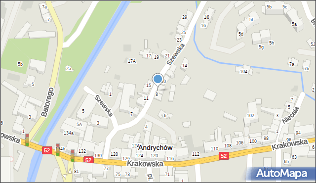 Andrychów, Szewska, 8a, mapa Andrychów