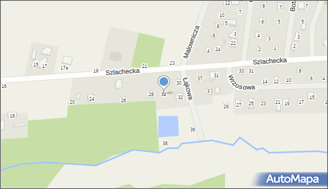 Anielin Swędowski, Szlachecka, 34, mapa Anielin Swędowski