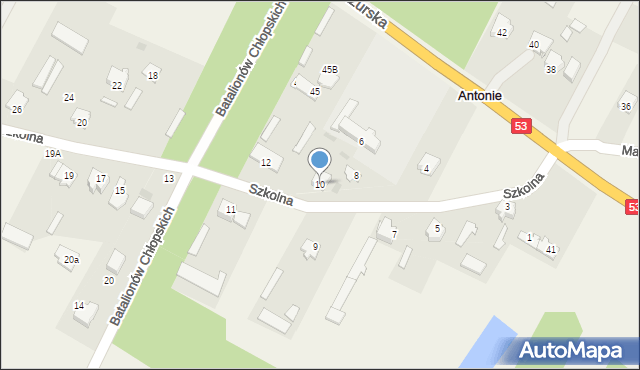 Antonie, Szkolna, 10, mapa Antonie