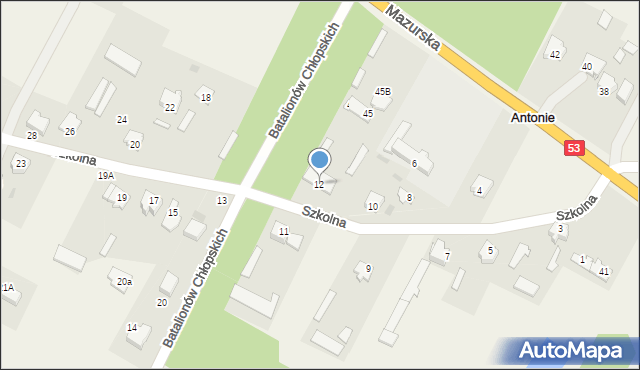 Antonie, Szkolna, 12, mapa Antonie