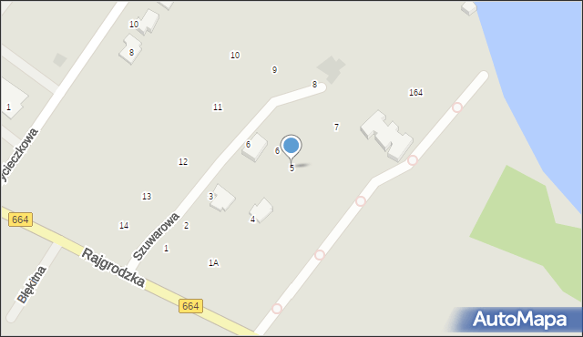 Augustów, Szuwarowa, 5, mapa Augustów