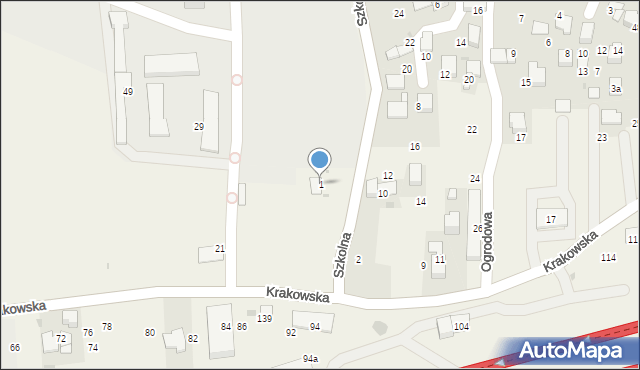 Balice, Szkolna, 1, mapa Balice