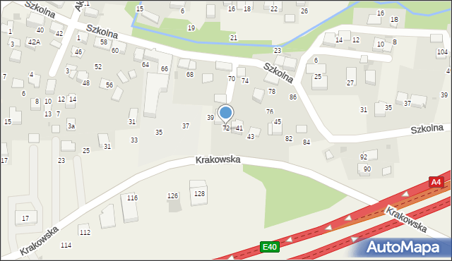 Balice, Szkolna, 72, mapa Balice