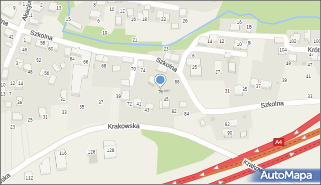 Balice, Szkolna, 76, mapa Balice