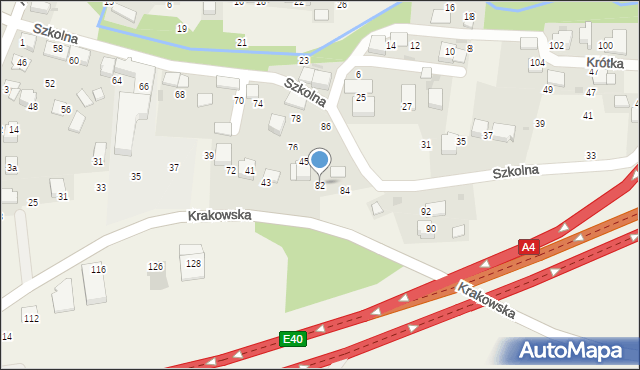 Balice, Szkolna, 82, mapa Balice