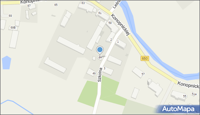 Banie Mazurskie, Szkolna, 4A, mapa Banie Mazurskie