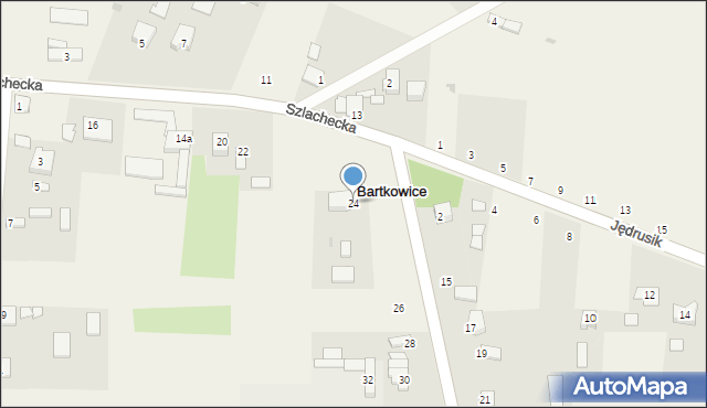 Bartkowice, Szlachecka, 24, mapa Bartkowice