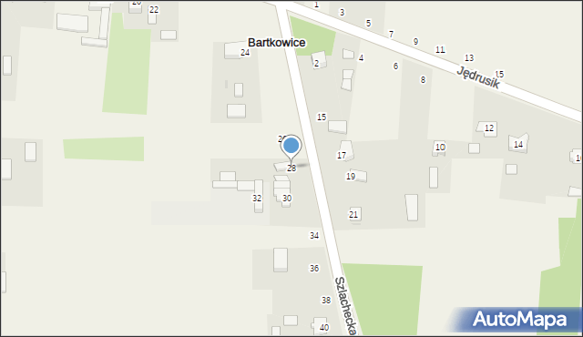 Bartkowice, Szlachecka, 28, mapa Bartkowice