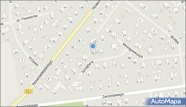 Bartoszyce, Szrajbera, 6, mapa Bartoszyce