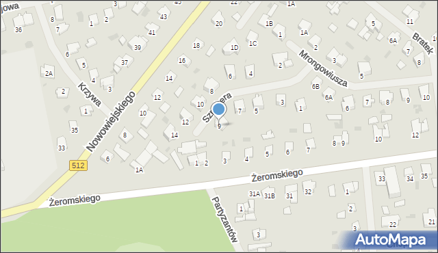 Bartoszyce, Szrajbera, 9, mapa Bartoszyce