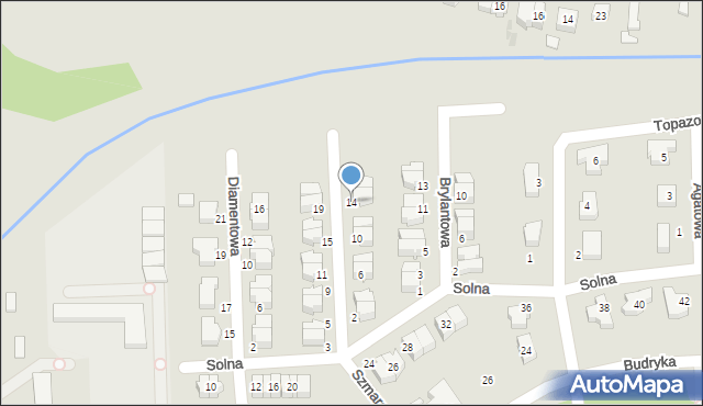 Bełchatów, Szmaragdowa, 14, mapa Bełchatów