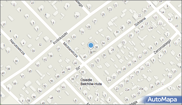 Bełchów, Szklana, 38, mapa Bełchów