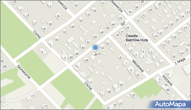 Bełchów, Szklana, 45, mapa Bełchów