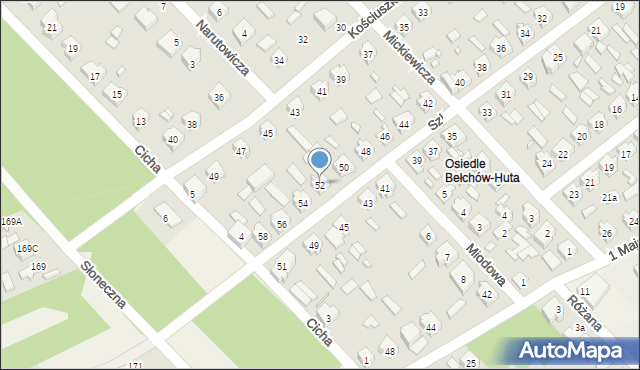 Bełchów, Szklana, 52, mapa Bełchów