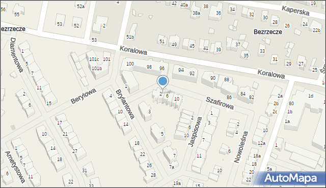 Bezrzecze, Szafirowa, 4, mapa Bezrzecze