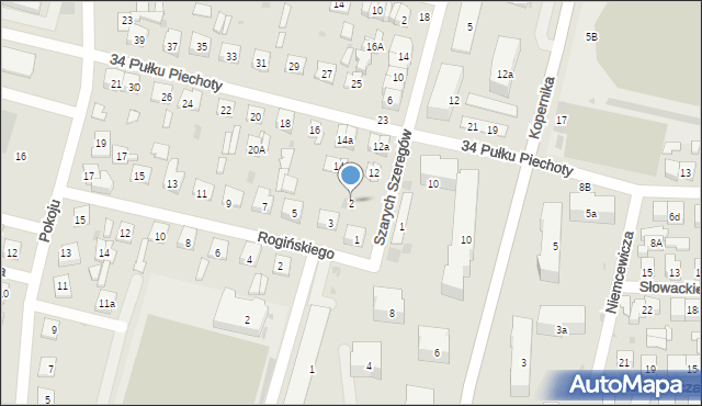 Biała Podlaska, Szarych Szeregów, 2, mapa Białej Podlaskiej