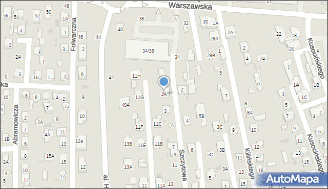 Biała Podlaska, Szczytowa, 1A, mapa Białej Podlaskiej