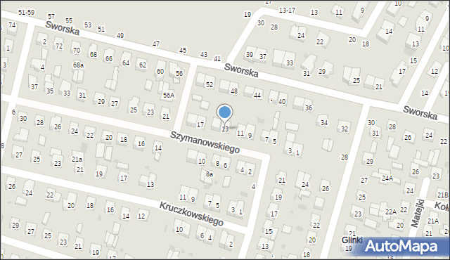 Biała Podlaska, Szymanowskiego Karola, 13, mapa Białej Podlaskiej