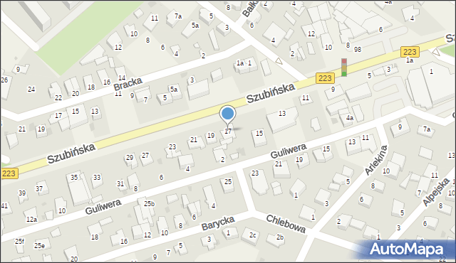 Białe Błota, Szubińska, 17, mapa Białe Błota