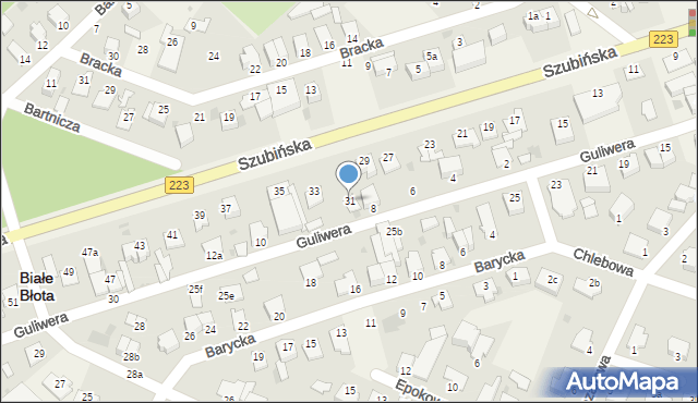 Białe Błota, Szubińska, 31, mapa Białe Błota