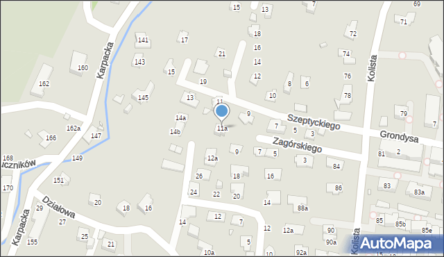 Bielsko-Biała, Szeptyckiego Stanisława, gen., 11a, mapa Bielsko-Białej
