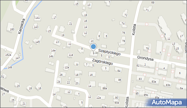 Bielsko-Biała, Szeptyckiego Stanisława, gen., 7, mapa Bielsko-Białej