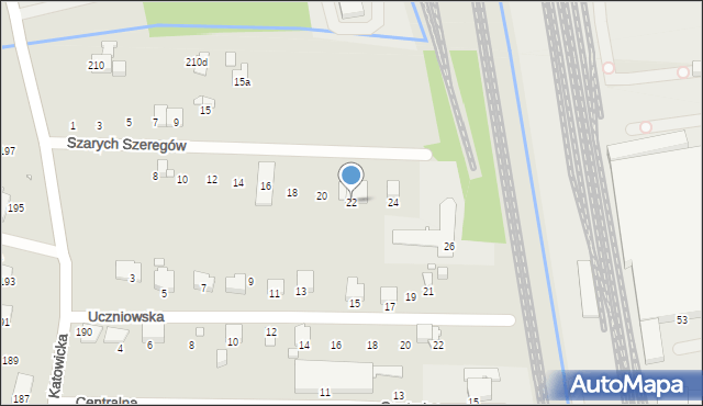 Bielsko-Biała, Szarych Szeregów, 22, mapa Bielsko-Białej