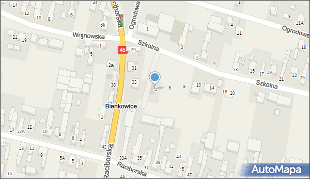 Bieńkowice, Szkolna, 4, mapa Bieńkowice