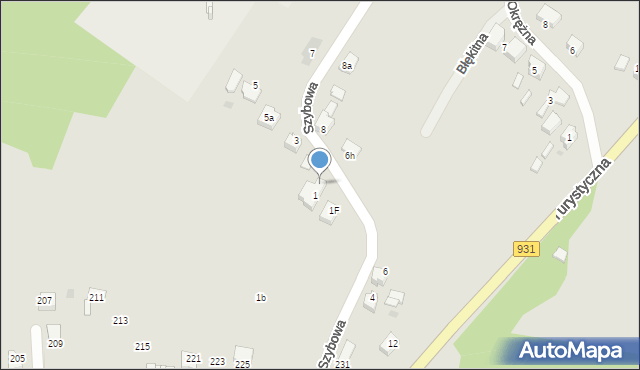 Bieruń, Szybowa, 1g, mapa Bieruń