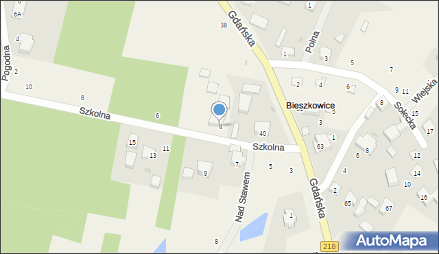 Bieszkowice, Szkolna, 4, mapa Bieszkowice