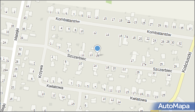 Biskupiec, Szczerbiec, 15, mapa Biskupiec