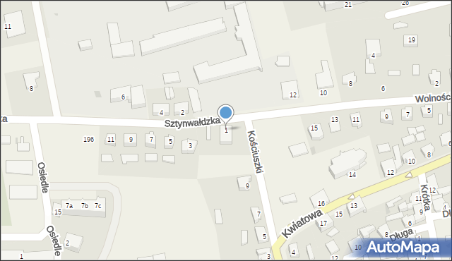 Biskupiec, Sztynwałdzka, 1, mapa Biskupiec