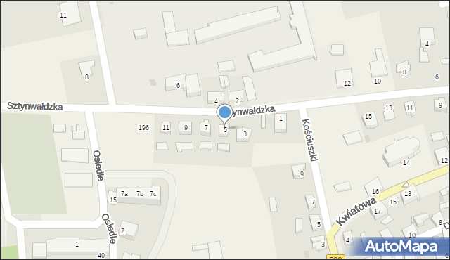 Biskupiec, Sztynwałdzka, 5, mapa Biskupiec